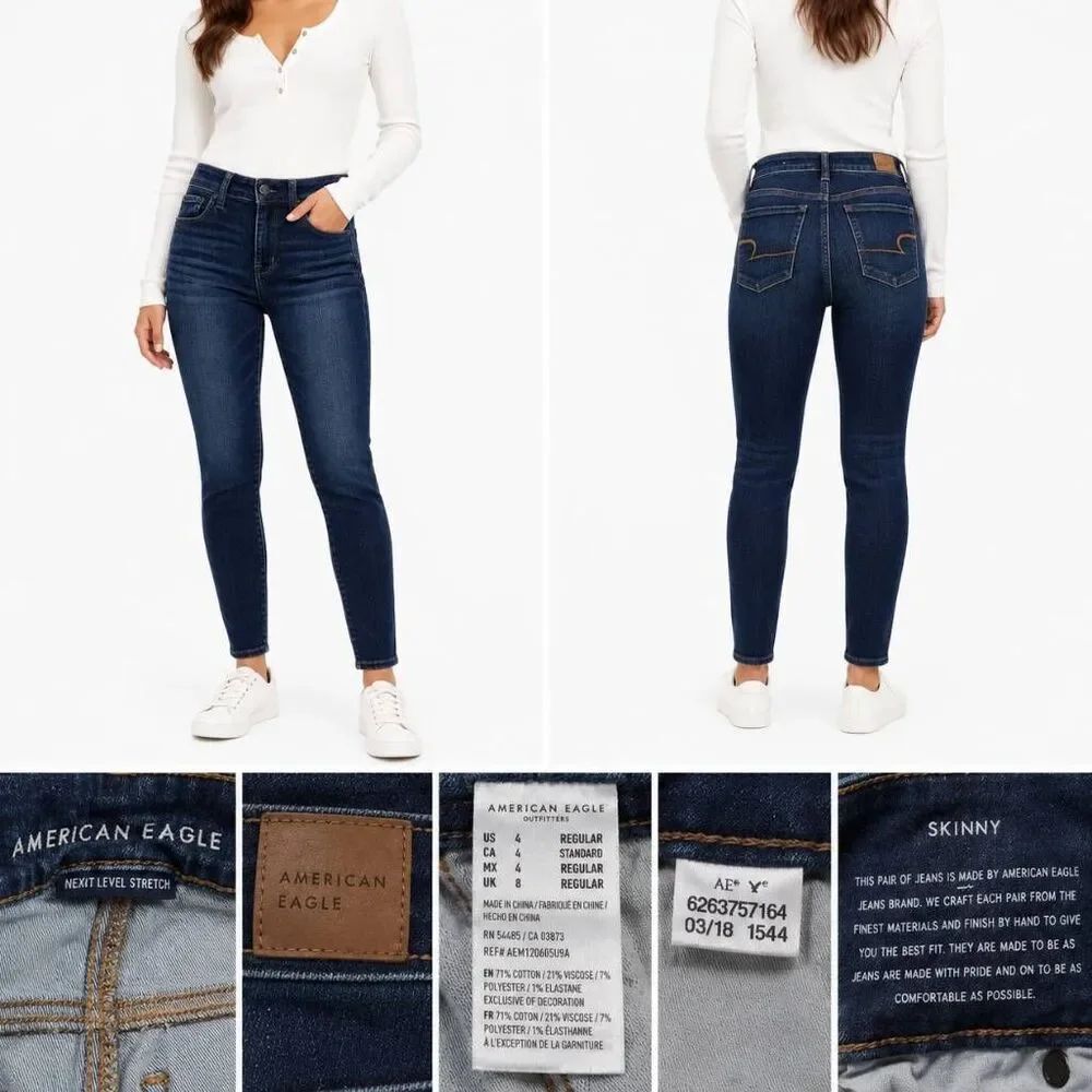 American Eagle Next Level Jegging Jeans 4 Long Dark Wash